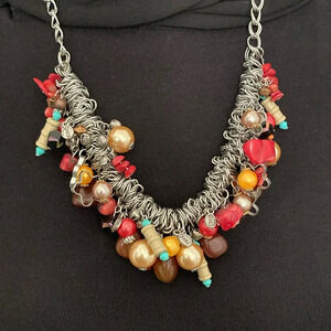 EBEN Silver Link Colorful Charm Necklace